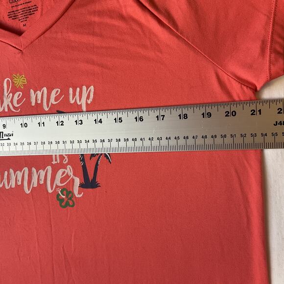 Cuddl Duds Women Shirt M Coral PulloverGraphic Print Wake Me Up When It’s Summer - Picture 3 of 6